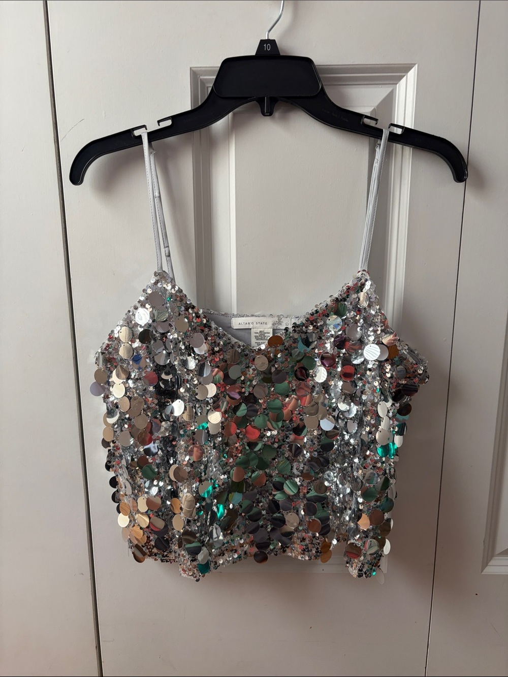 Altar'd State Silver Sequin Cropped Cami Size Large